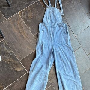 Casual Light Blue Denim Overalls for Women
